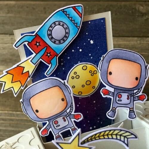 Astronauts Space Trip Clear Stamps Set Seal for DIY Scrapbooking Album DIY Craft Decor Transparent Stempels Silicone New