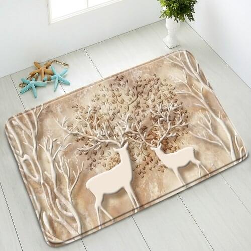 Non-Slip Bath Mat 3D Stereo Rose Deer Absorbent Floor Mat Bedroom Kitchen Doormat Small Rug Washable Foot Pad Carpet Home Decor