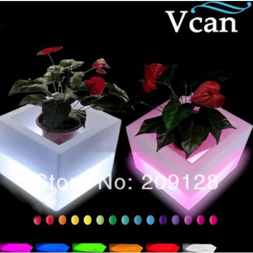 2016 New Waterproof Plastic Colors Change LED Flower Pot in hourse garden outdoor V V-E005
