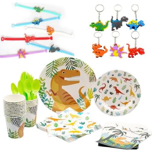 Jurassic Dinosaur Theme Dinosaur Balloon Disposable Tableware Children Birthday Party Tableware Supplies Decoration Set ny7