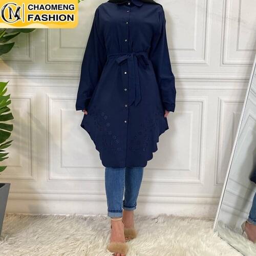 Plain Solid Muslim For Women Long Sleeve Casual Tops Malaysia Turkey Arabic Islamic Clothing Shirt Blouse Dubai Ladies Mujer