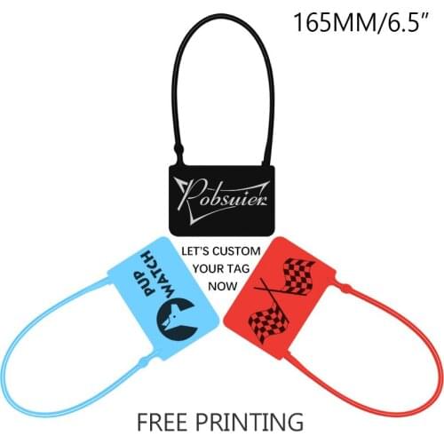 100 Custom Clothing Tags Plastic Garment Apparel Bag Security Logo Gift Travel Hang Labels White Black 165mm/6.5"