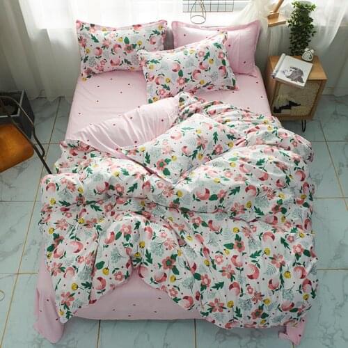 Pink Plant flowers duvet cover Pillowcase 3pcs 220x240 /200x200 /175x220,single double queen king size,quilt covers ,bedding set