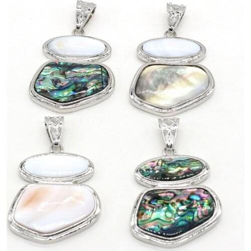 Natural Shell Pendant Irregular shape Mother of Pearl Splicing Abalone Shell charms For jewelry making DIY Necklace accessories