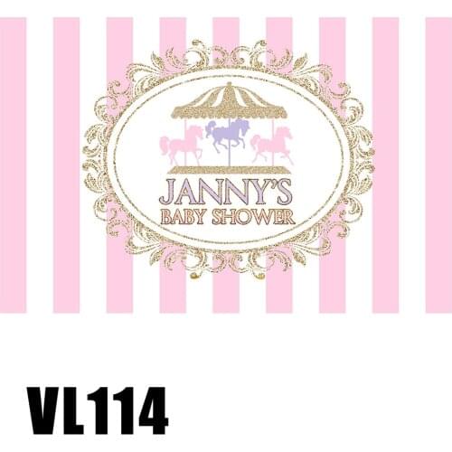 Custom Carousel Baby Shower Party Backgrounds Girl Babyshower Backdrop Photo Booth Portrait Poster Scene Setter Buffet Wallpaper