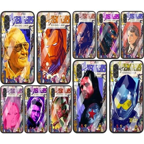 Marvel Avengers Retro poster For Samsung Note 20 10 9 8 Ultra Lite Plus 5G A70 A50 A40 A30 A20 A10 Tempered Glass Phone Case