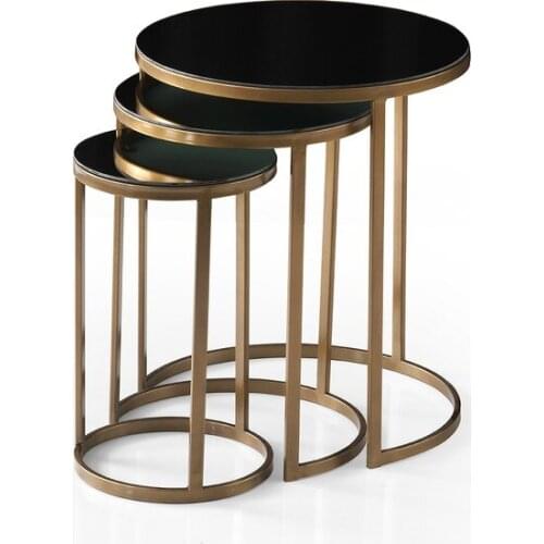 Modern Ediz Home Nile Tumbled Foot Black Glass Zigon Coffee table coffe table table basse