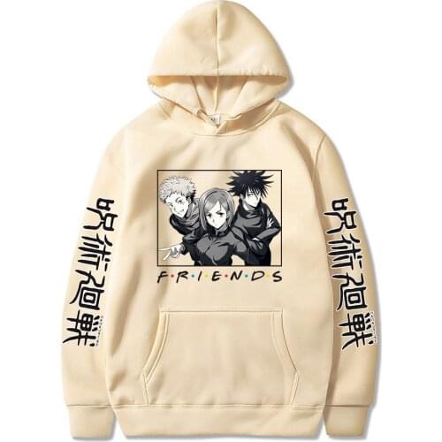 Anime Jujutsu Kaisen Fushiguro Megumi Itadori Yuji Kugisaki Nobara Friends Manga Hoodies Cotton Print Harajuku Sweatshirt