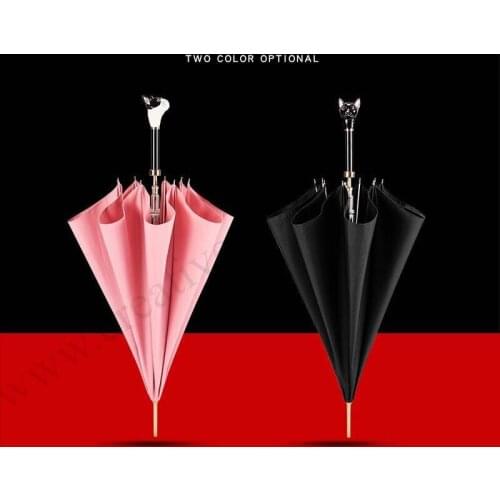 Auto open anti-thunder fiberglass windproof acrylic umbrella assorted animal waterproof jacquard weave golden T-show parasol