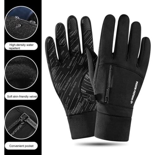 Winter Full Finger Riding Warm Gloves Windproof Sensitive Touch Screen Functional Gloves Add Velvet Comfortable Sports Gloves