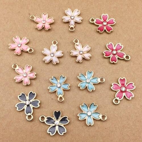 10pcs 14x17mm DIY handmade Material metal enamel Bauhinia flower charms bracelet pendants for necklace earring jewelry making
