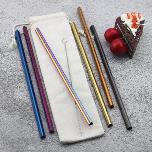2/3Pcs Metal Straw Reusable Drinking Straw Set 304 Stainless Steel Straw Straight Straw With Cleaner Brush Party Bar Accessories