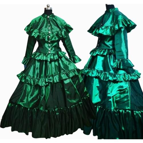 2020 New green Vintage costumes 18th Duchess Retro medieval Renaissance Reenactment Theatre Civil war Victorian dress D-652