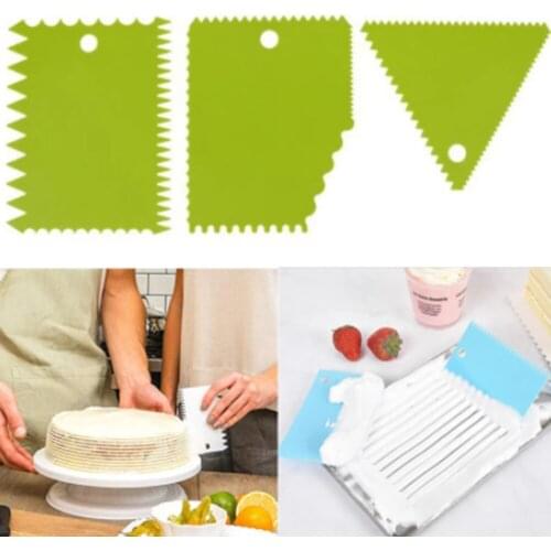 3PCS/Lot Dough Cake Cutter Slicer Spatula for Cake Cream Scraper Pasty Cutters Scraper Irregular Teeth Edge DIY Sugarcraft Tool