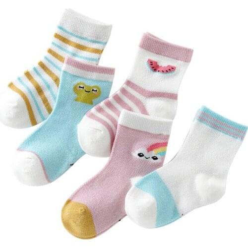 5 Pairs/lot Cotton Stripes Heart Baby Socks Children Fashion Kids Sock Babies Lot Breathable Sock Wholesale Boy Girl Socks