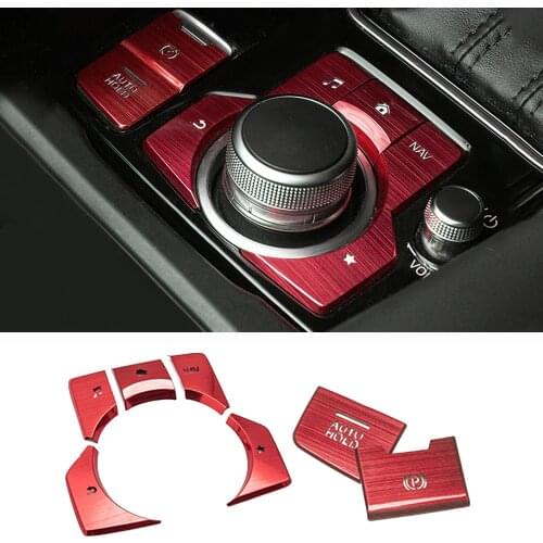 7PCS For Mazda CX3 CX-4 CX-5 2019 Red inner Decoration Set Gear Button Center Console Frame Cover