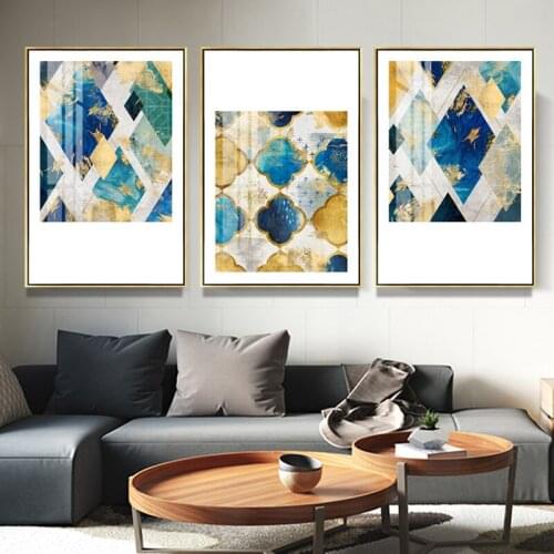 Abstract Wall Art Poster Green Blue Red Golden Foil Painting Pictures Wall Pictures Living Room Aisle Canvas painting Home Decor