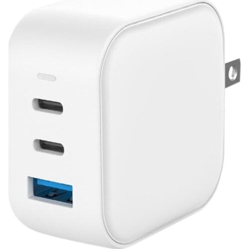 65W GaN Gallium Nitride Charging Adapter Fast Charger 2XType C 1 USB Interface Power Adapter(US Plug)