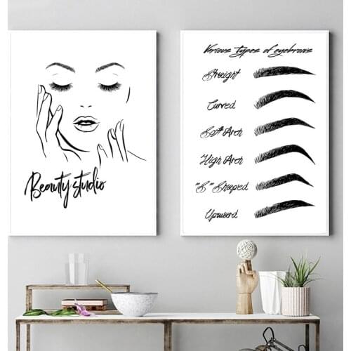 Eyebrow Eyelashes Make Up Art Painting Woman Face Canvas Posters And Prints Quotes Wall Pictures Beauty Studio Wall Art Decor