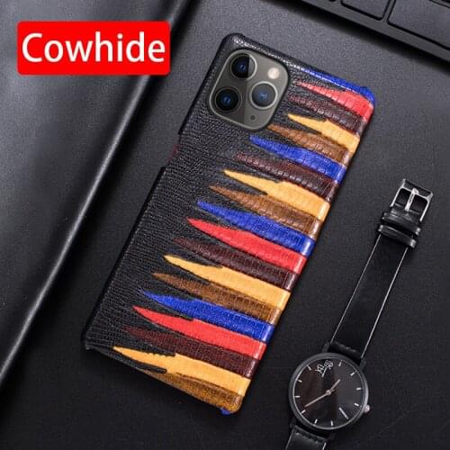 Genuine Leather Phone Case For iPhone 12 Mini 11 Pro For Apple X XS Max XR 6 6S 7 8 Plus SE 2020 Natural Cowhide Painted Cover