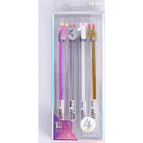4 packs of high-gloss Morandi ins black fountain pen student water-based pen cute gel pen test signature