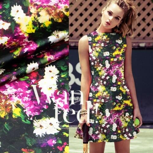 CNUM SP167 Pure Silk/ Wild Cherry Blossom /Silk Fabric Elastic 93% Silk 7% Spandex /Width 1.29yd Thickness 19mm/ by m