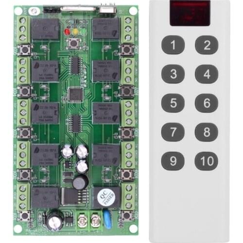 DC 12V 10CH Independent RelayRF Wireless Remote Control Switch System, New Transmitter + Receive