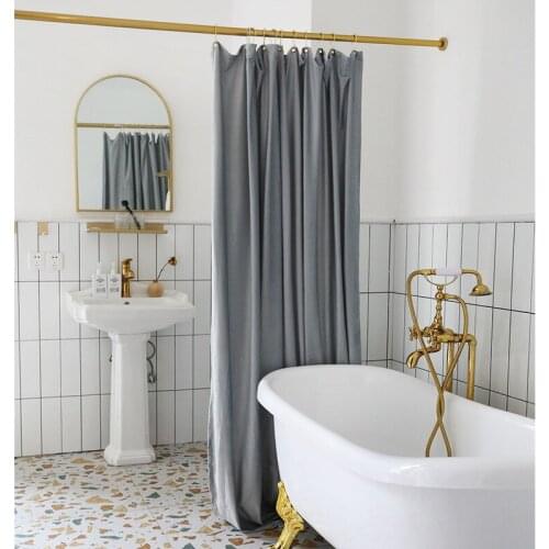 Double-layer Velvet Shower Curtain Set Free Perforated Waterproof Cloth Warm Door Curtain Bathroom Curtain Partition Curtain