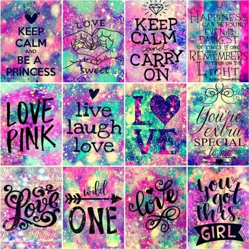 EverShine 5D DIY Diamond Painting Text Cross Stitch Diamond Embroidery Landscape Picture Rhinestones Mosaic Art Kits Wall Decor