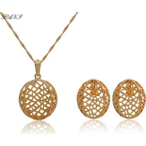 Fani 2021 Fashion Dubai Gold leaves Jewelry Set Necklace set African Beads Charms Maxi Earrings Statement Wedding Jewelry set