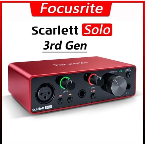 Focusrite Scarlett Solo 3rd Generation Audio Interface USB Sound Card 24-bit/192kHz AD-converters for Recording Mic Preamp