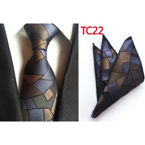 Tie 8cm Designer Necktie Set Unique Geometric Ties with Handkerchief for Party Wedding