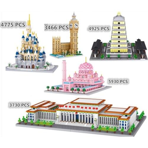 City Architecture Mosque Micro Building Smolny Church Block Chinese Tiananmen Square Creative Constuction Ice Castle Bricks Toys