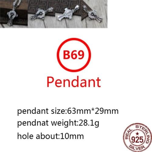 B69 S925 sterling silver pendant retro personality cross flower shape wild pendant punk hip-hop style gift for friends new hot