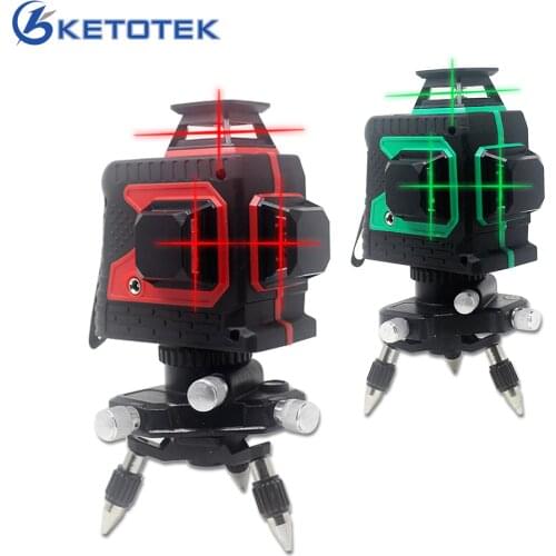 Ketotek Laser Level 12 Lines 3D Self-Leveling 360 Horizontal Vertical Cross Super Powerful Red Laser Beam Line Indoor Outdoor