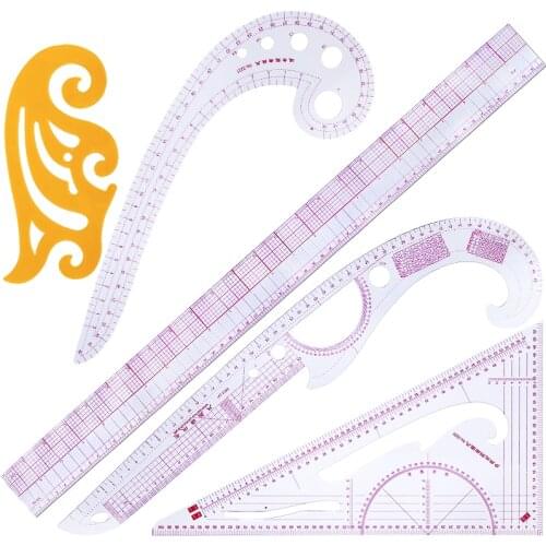 Imzay 5Pcs Sewing Ruler DIY Clothing Sample Grading Sewing Tailor Curve Cutting Rulers Plastic Patchwork Tool