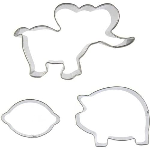 Mini Lemon, Baby Elephant, Fat pig shaped 3 piece biscuit cutting molds, baking tools, cake decorating soft candy tools