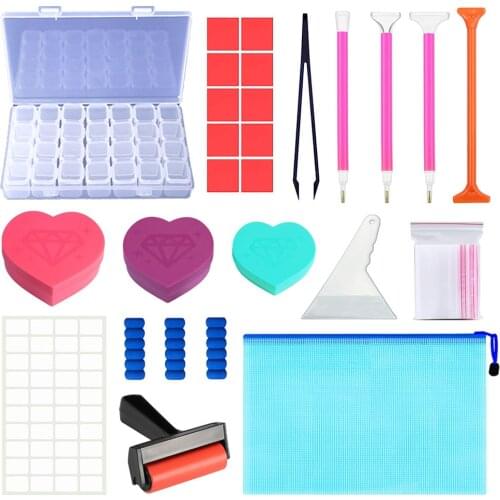 DIY Diamond Painting Tool Heart-Shaped Diamond Box Set Cross Stitch Tools Accessories Peach Heart-shaped Point Diamond Tray