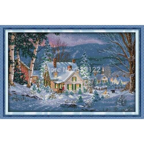 The Snowy Night 11CT 14CT Counted Cross-stitch Kit Embroidery Cross Stitch Kits For Needlework Knitting Needles Handmade Crafts