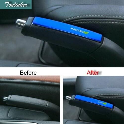 Tonlinker Interior Handbrake Cover Stickers For Mitsubishi Outlander 2013-17 Car styling 1 pcs Stainless steel Cover sticker
