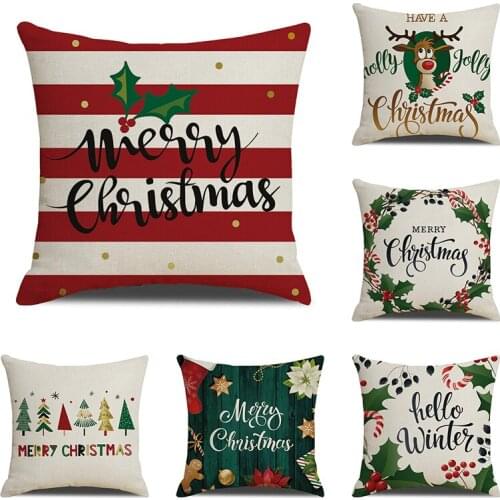 New Christmas Linen Hugging Pillow Case 45x45cm Home Furnishing Soft Decoration Sofa Back Pillow Waist Pillow Case