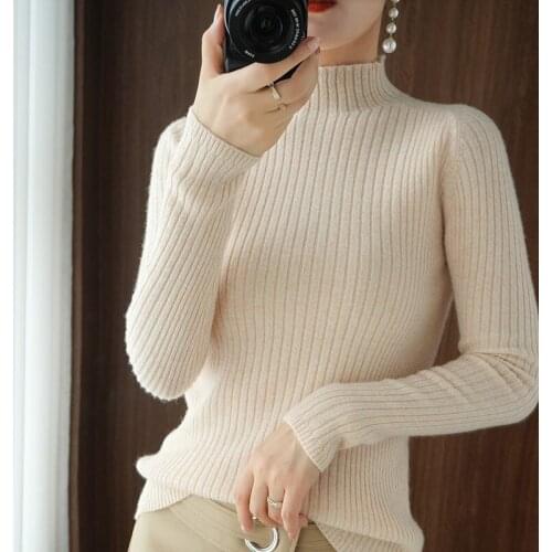 New-Coming Autumn Winter Tops Turtleneck Pullovers Sweaters Primer Shirt Long Sleeve Short Korean Slim-Fit Tight Sweater