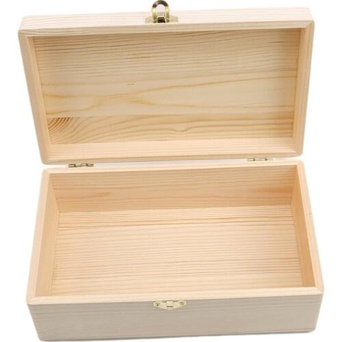 New Home Storage Box Natural Wooden With Lid Golden Lock Postcard Organizer Handmade Craft Jewelry Case Wooden Box Casket Home