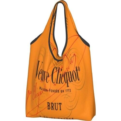 Veuve Clicquot Orange Print Tote Bag, Eco-friendly Shopping Bag, Portable Storage Bag, Foldable Shopping Bag Reusable