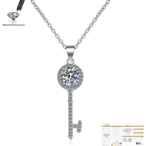 925 Silver 0.5ct/1ct/2ct F color Moissanite VVS Engagement Elegant Wedding Pendant Necklace for Women Anniversary Gift