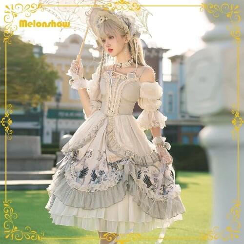 Melonshow Japanese Sweet Lolita Dress White Victorian Women Vintage Gothic Girls Kawaii Clothes Fairy Gown Princess Party Dress
