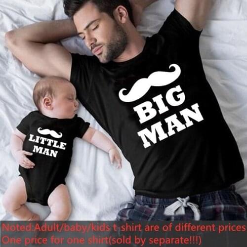 1pc Dad and Baby Matching Shirts Big Man Little Man Letter Printed Daddy and Son Match Family Look Outfits Summer Casual Tops