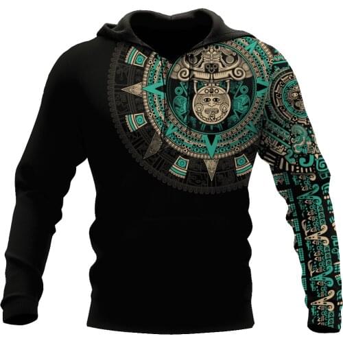 Blue Aztec MexicoTattoo 3D Jacket Men/women Harajuku Hoodie Unisex Casual Streetwear Sweatshirt Pullover sudadera hombre W-032