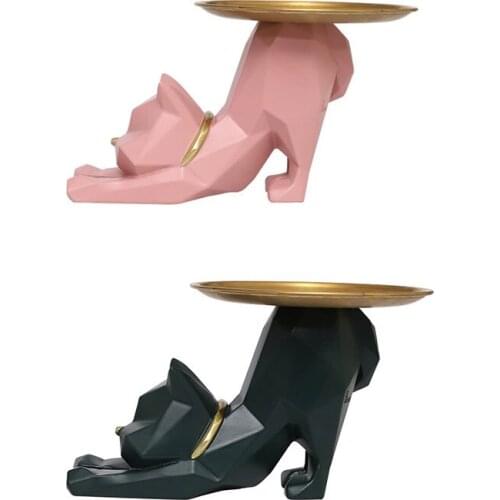 Geometric Cat Resin Rack Home Jewelry Plate Entrance Key Storage Tray Living Room Desktop Decoration Ornaments