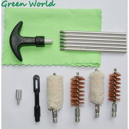 Green World 16pcs/lot Gun Cleaning Kit for Shotgun, 12ga, 20ga Bronze Brush , Mop Brush